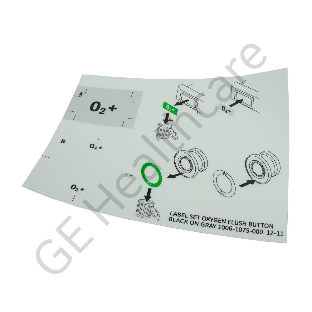 Label Set Oxygen Flush Button Black on Gray Label Set Oxygen Flush Button Black on Gray
