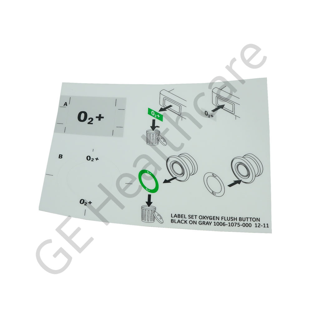 Label Set Oxygen Flush Button Black on Gray Label Set Oxygen Flush Button Black on Gray